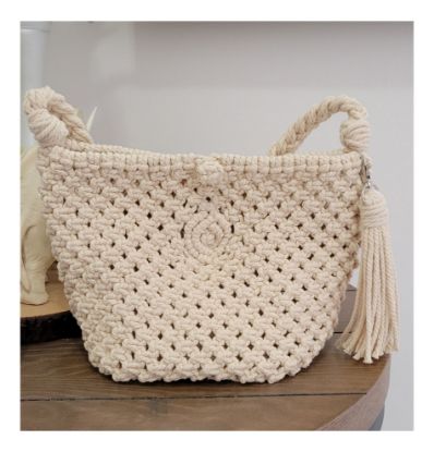 Picture of Fashionable Macrame Handbag with Tassel by Glad'sMakrame