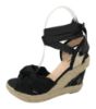 Picture of MBM Women’s Sandal (Black) Closed Toe High Heel Fashionable 5” Platform Wedge Espadrille Sandal Made of Jute with Soft Ankle-Tie Strap for Outdoor Use