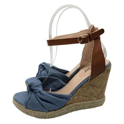 Picture of MBM Women’s Sandal (Denim) Closed Toe High Heel Fashionable 5” Platform Wedge Espadrille Sandal Made of Jute with Soft Ankle-Tie Strap for Outdoor Use