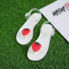 Picture of MBM Women’s Sandal (White) Strawberry Pattern Lightweight Flat Beach Sandal with Transparent Ankle Strap for Casual Use 