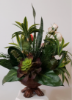 Picture of Artificial Flower Arrangement Centerpiece for Home Real Touch Roses Tropical Flowers Cactis and Anthuriums Resin Vase Design Home Decoration