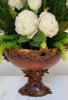 Picture of Artificial Floral Arrangement Centerpiece for Home Fake White Roses Arrangement with Antique Design Resin Vase Mother's Day Gift