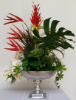 Picture of Artificial Floral Arrangement Centerpiece for Home, Fake Tropical Flowers Orchids Cactus and Succulents Arrangements in Vase SS Antique