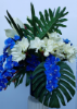 Picture of Artificial Floral Arrangement Centerpiece for Home or Hotel made with blue Orchids White Amaryllis in in a High-Strength Glass Cup Home Décor