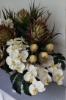 Picture of Artificial Floral Arrangement Centerpiece for Home, Fake Tropical Flowers Foam Flowers, Faux  Orchids  Arrangements in Vase SS Antique