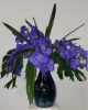 Picture of Artificial Flower Arrangement Purple Orchids Real Touch Quality Arrangements in Blue Color Glass Vase Home Decoration Gift