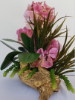 Picture of Artificial Floral Arrangement Centerpiece for Home Fake Pink Orchid Arrangements in Resin Vase Simulating Tree Root Artificial Plants Décor