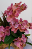 Picture of Artificial Floral Arrangement Centerpiece for Home Fake Pink Orchid Arrangements in Resin Vase Simulating Tree Root Artificial Plants Décor
