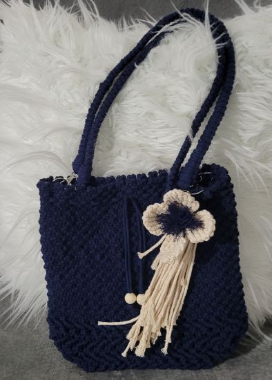 Picture of Soanny Macrame bag with flower tassel by Glad'sMakrame 