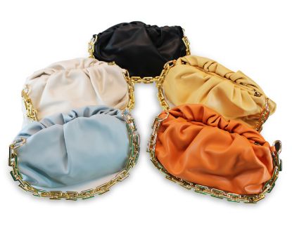 Picture of NANY JEANS Women's Chain Pouch Bag . Cloud-Shaped Dumpling Clutch Purse .  Rushed Chain Link Shoulder Handbag