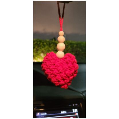 Picture of 3D Macrame Heart Charm for Purse or Car Decor by Glad'sMakrame 