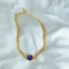 Picture of MORE BLUE NECKLACE GOLD STAINLESS STEAL by DIFANCY