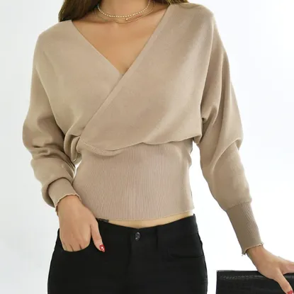 Picture of VALENTINE  Sleeve Vneck Backless Fashion Top